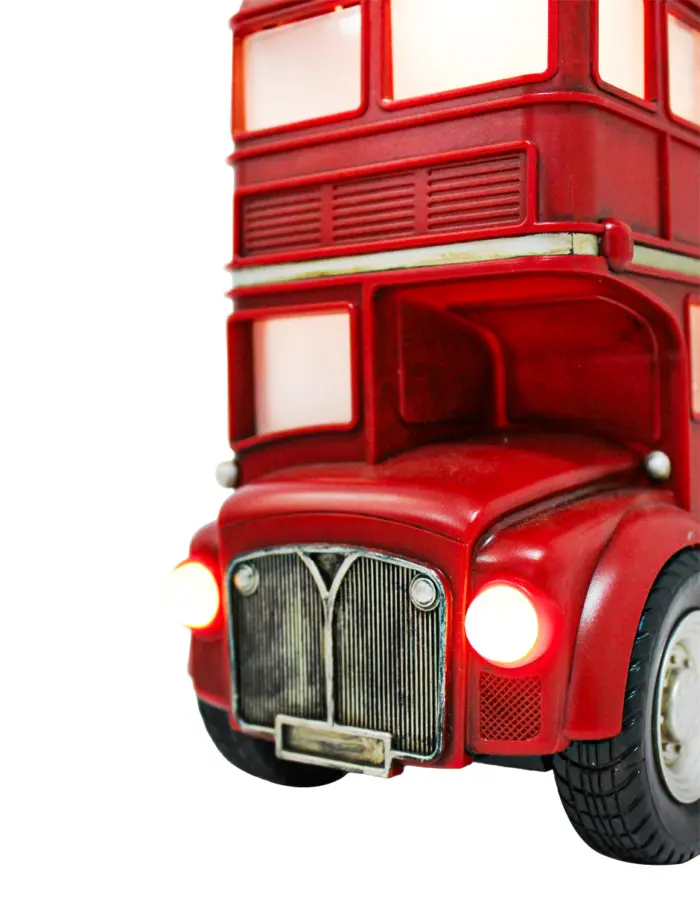Bus london musical con Santa y niño con árbol con luz LED y cable USB (usa baterías 3AA no incluidas) de 29.5x10.4x18.5cm - Image 4