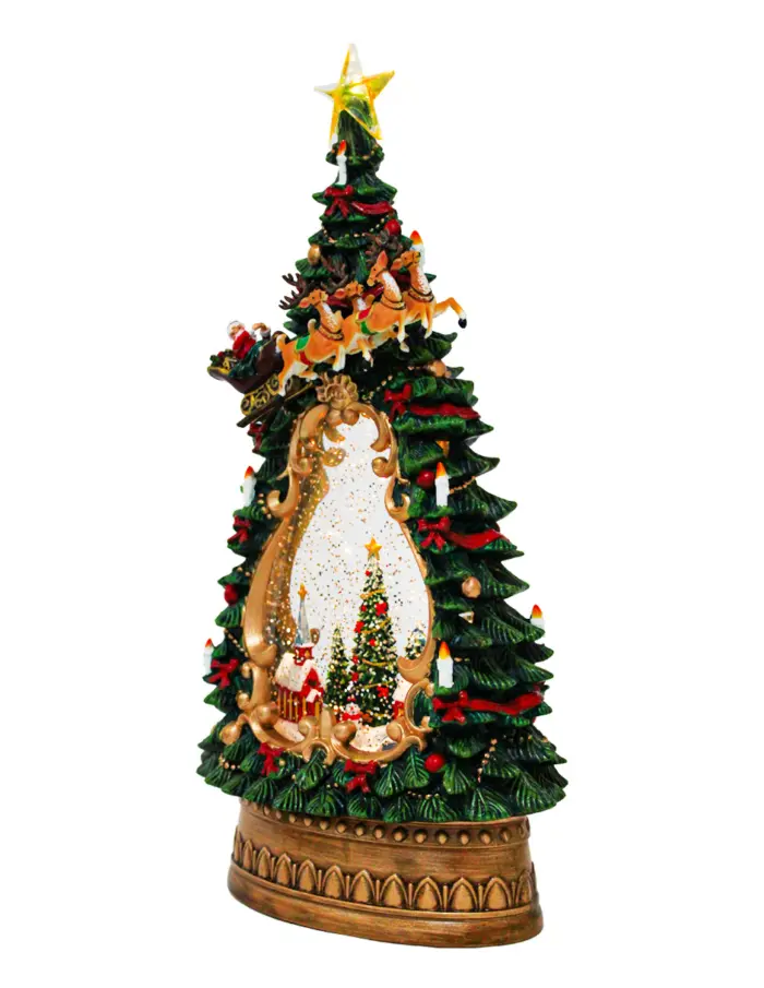 Árbol navideño musical con villa navideña de luz LED con cable USB (usa baterías 3AA no incluidas) de 17.8x10.2x35cm - Image 2