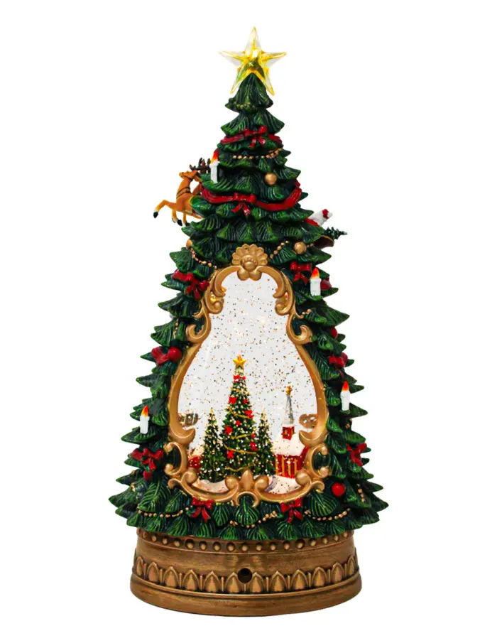 Árbol navideño musical con villa navideña de luz LED con cable USB (usa baterías 3AA no incluidas) de 17.8x10.2x35cm - Image 3