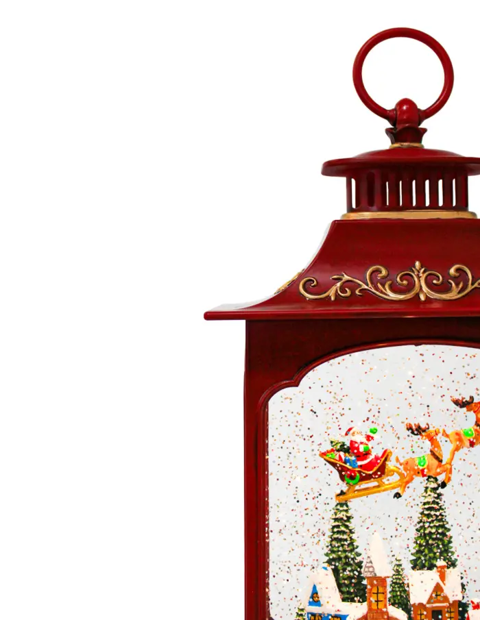 Linterna musical roja con Santa en trineo y luz LED con cable USB (usa baterías 3AA no incluidas) de 17.5x8.5x35cm - Image 4