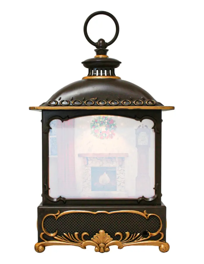 Linterna musical café con Santa y niños en chimenea con luz LED y cable USB (usa baterías 3AA no incluidas) de 13.5x8.5x22.5cm - Image 3