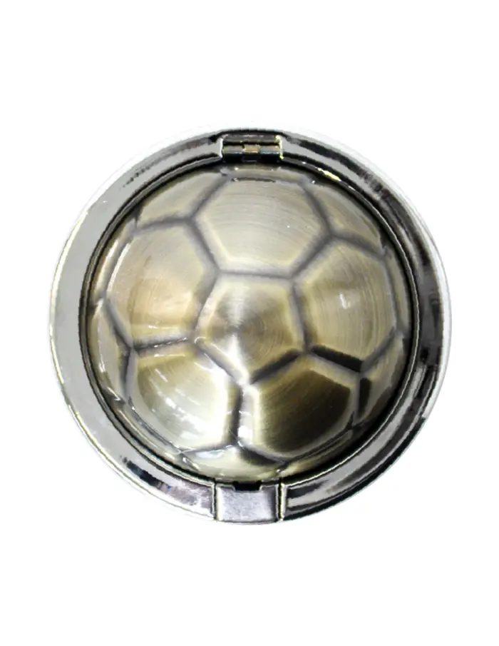 Cenicero de metal terminado antiguo con tapa diseño Balon de futbol de 9.5cm - Image 4