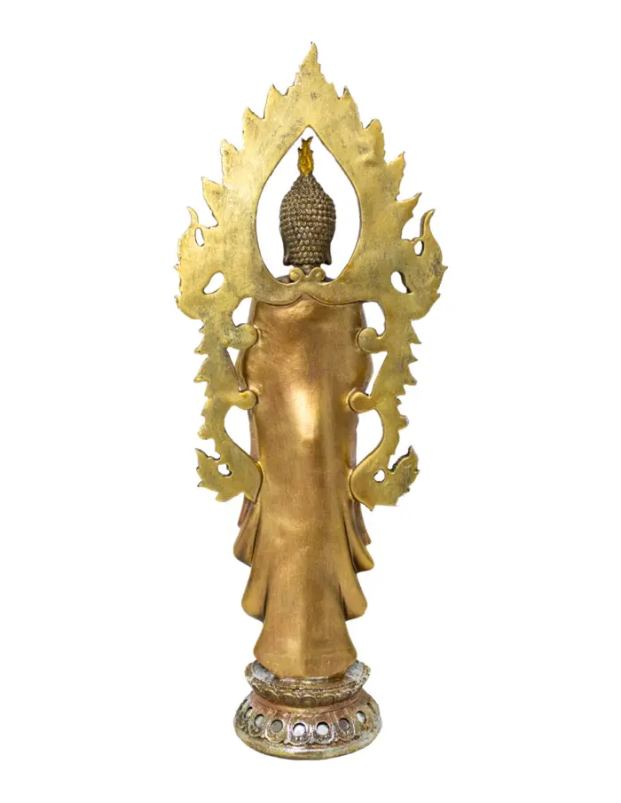 Buda de resina dorado con espejos de 17x10x44cm - Image 4