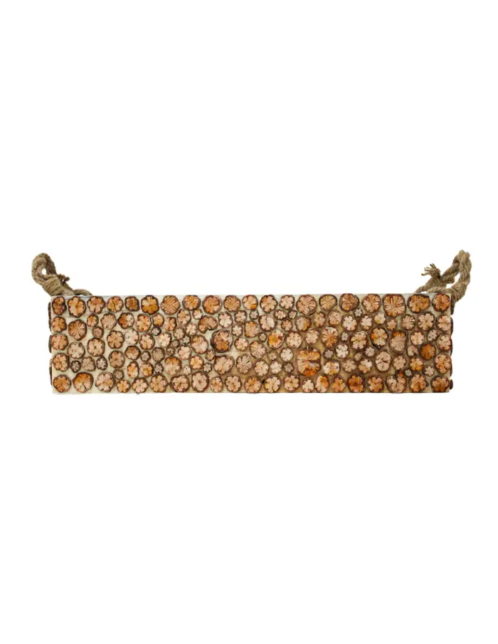 Charola rectangular de madera con agarraderas diseño troncos de 63x23x14cm - Image 2