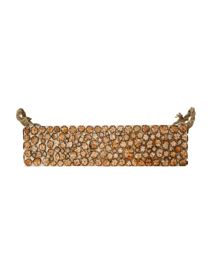 Charola rectangular de madera con agarraderas diseño troncos de 43x13x10cm - Image 2