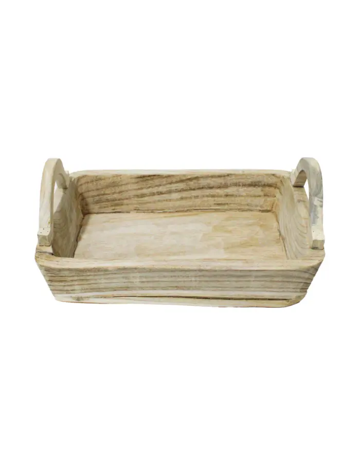 Maceta cuadrada de madera con agarraderas de 43x29x9x17cm - Image 2