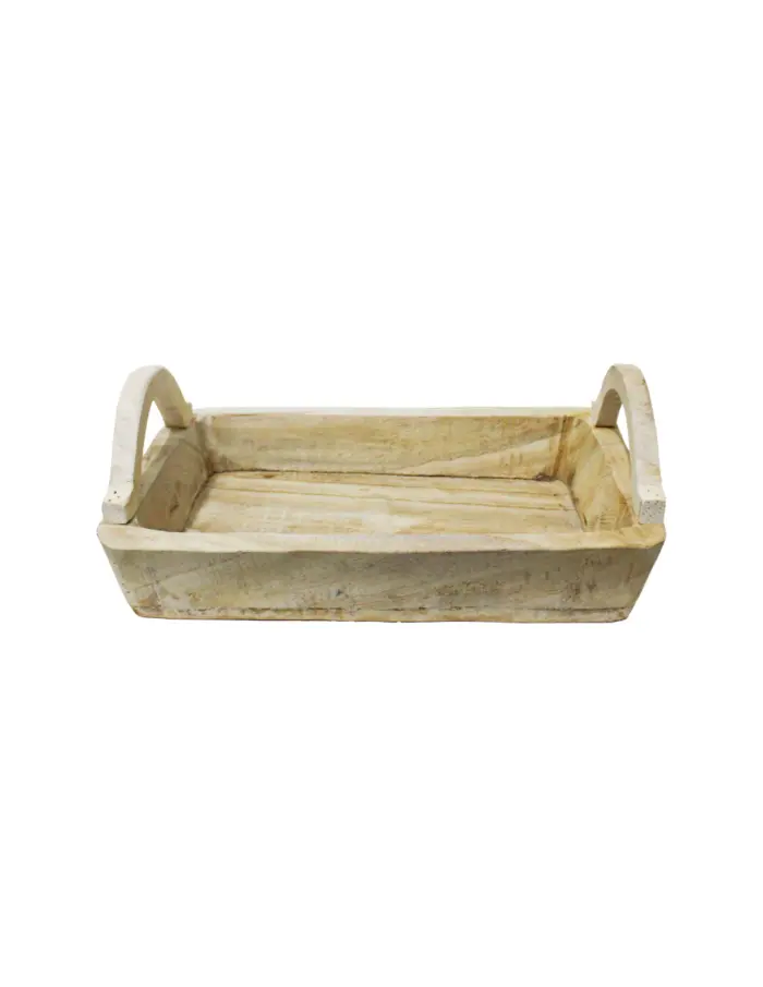 Maceta cuadrada de madera con agarraderas de 36x23x7x14cm - Image 2