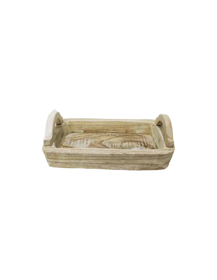 Maceta cuadrada de madera con agarraderas de 30x18x6x12cm - Image 2