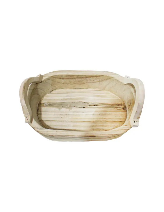 Maceta ovalada de madera con agarraderas de 35x24x8x15cm - Image 2