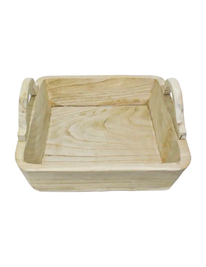 Maceta rectangular de madera con agarraderas de 39x36x10x17cm - Image 2