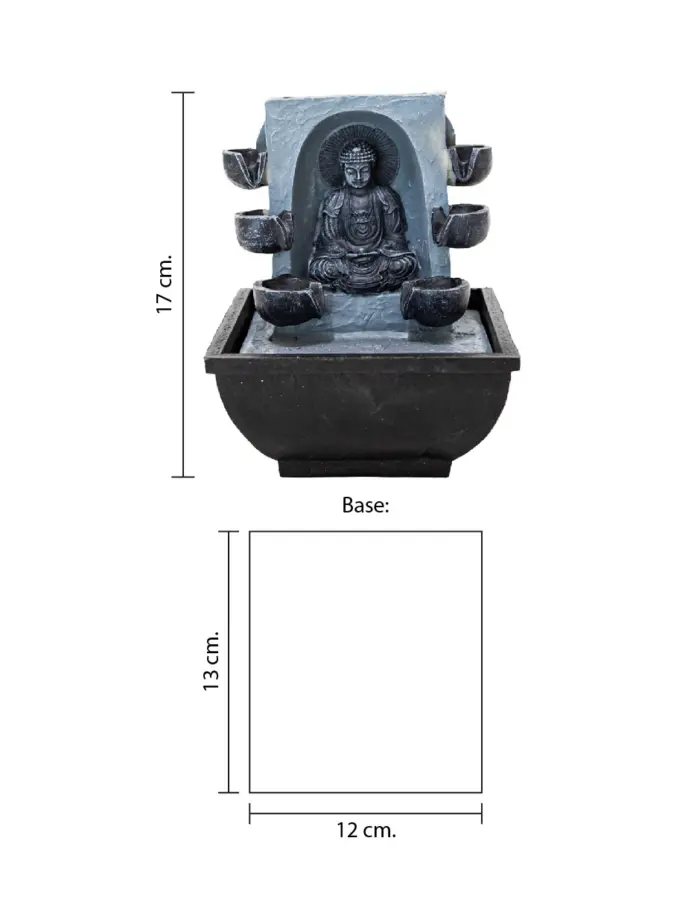 Fuente de poliresina con Buda meditando y piedras a los lados de 13x12x17cm - Image 4