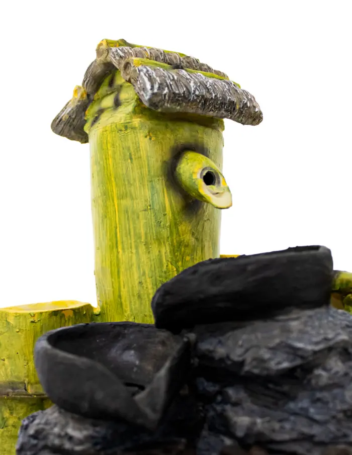 Fuente de poliresina diseño bambu con cuencos de 10x18x40cm - Image 3
