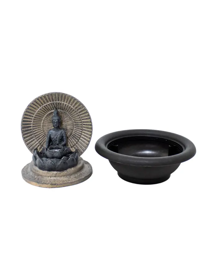 Fuente de poliresina con buda en flor de loto de 25x2x26.5cm - Image 2