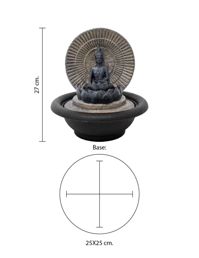 Fuente de poliresina con buda en flor de loto de 25x2x26.5cm - Image 4