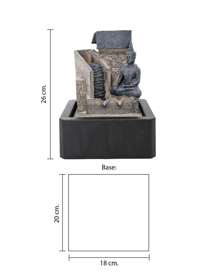 Fuente de poliresina con buda sentado y cascada de 20x18x26cm - Image 4