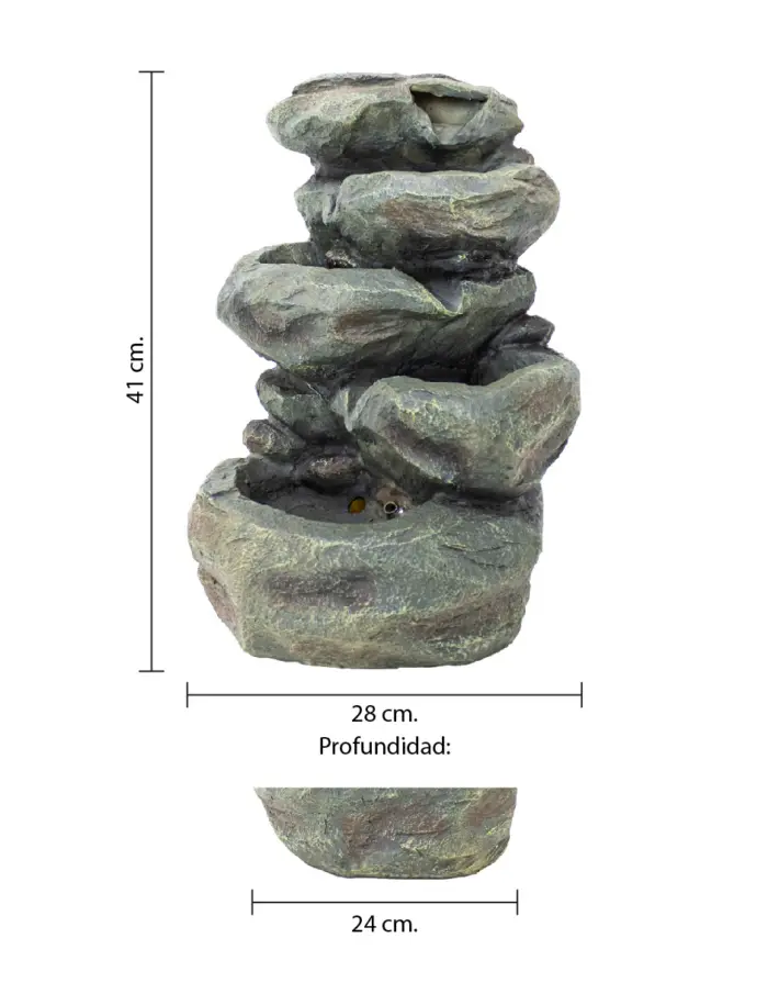 Fuente de poliresina diseño piedras en cascada de 28x24x41cm - Image 4