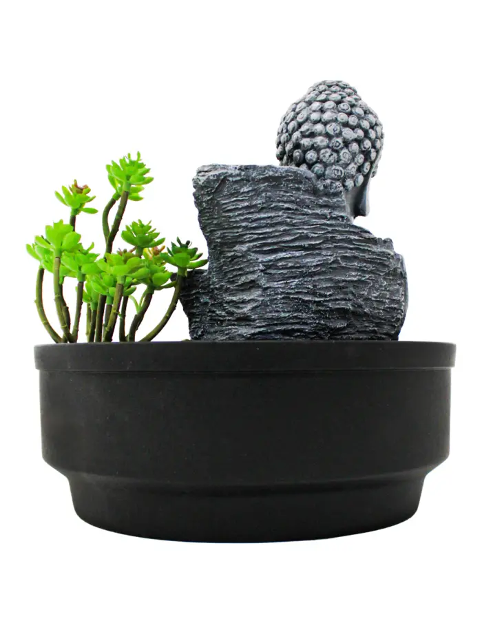 Fuente de poliresina con buda y árbol de 21x21x21cm - Image 3