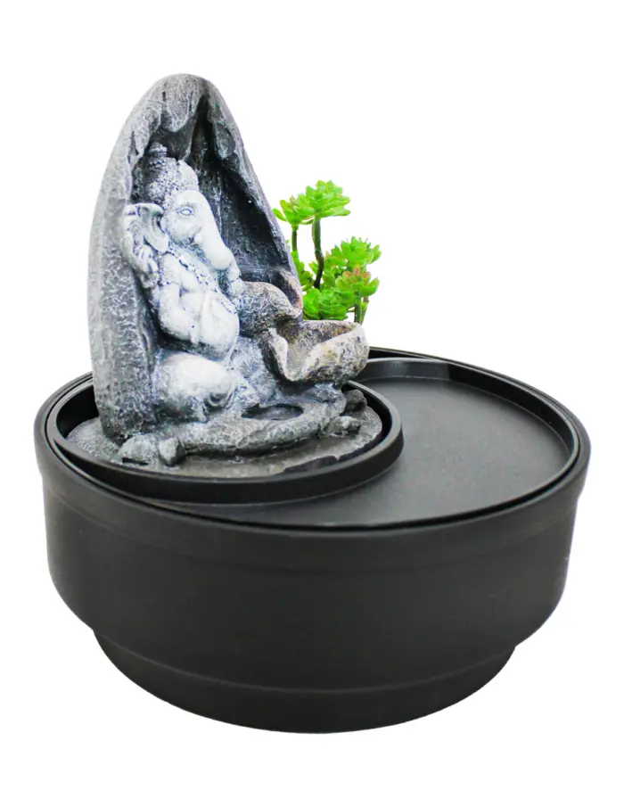 Fuente de poliresina con ganesha y árbol de 21x21x21cm - Image 2