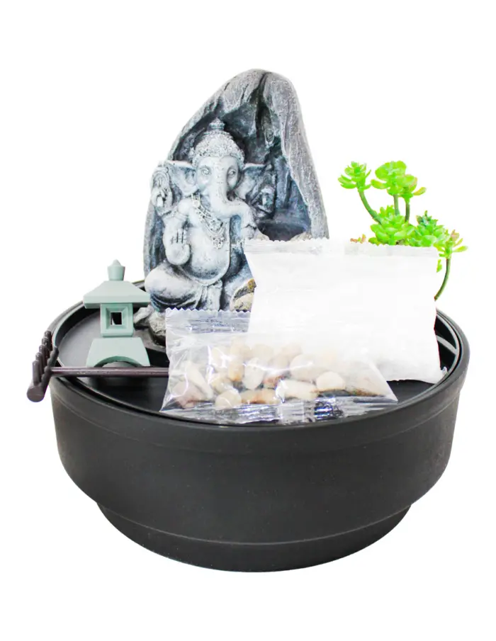 Fuente de poliresina con ganesha y árbol de 21x21x21cm - Image 4