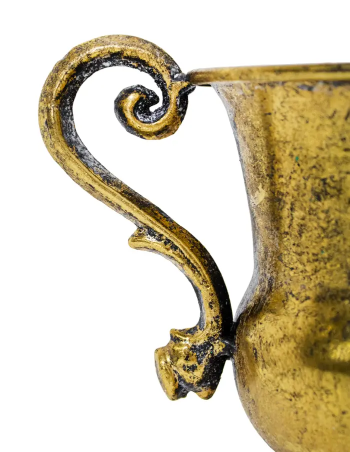 Maceta de metal dorada diseño copa con asas de 16x17cm - Image 3