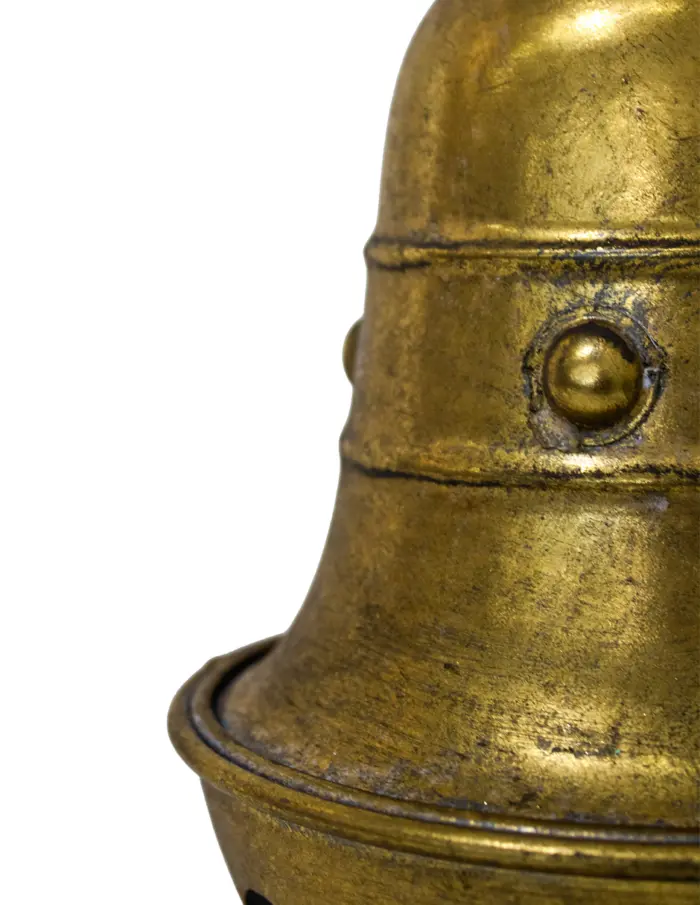 Campana con cascabel de metal dorado vintage de 16.5x29cm - Image 2