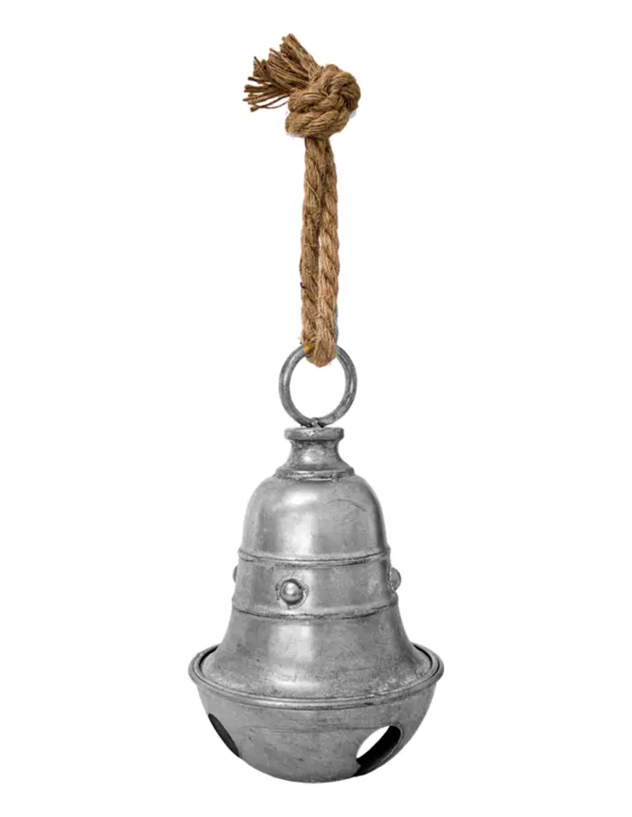Campana con cascabel de metal plateado vintage de 16.5x29cm - Image 2