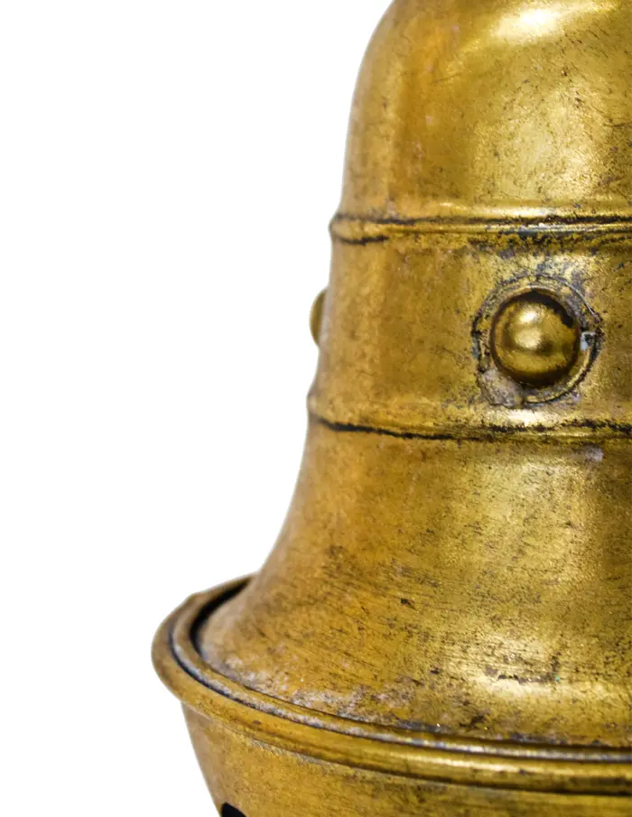 Campana con cascabel de metal dorado vintage de 20.5x33cm - Image 2