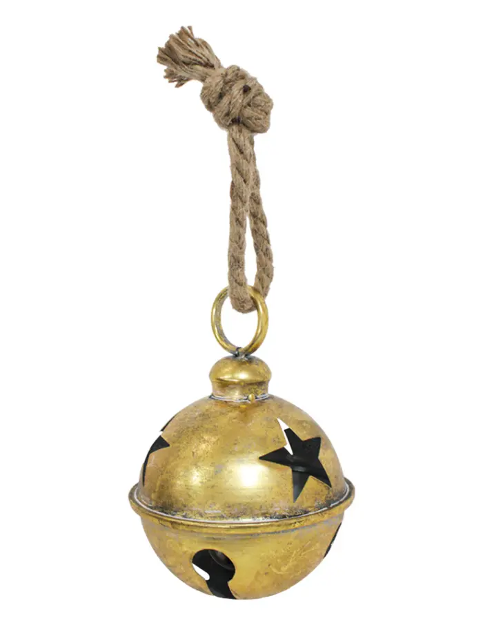 Cascabel dorado vintage con estrellas perforadas de 16cm - Image 2