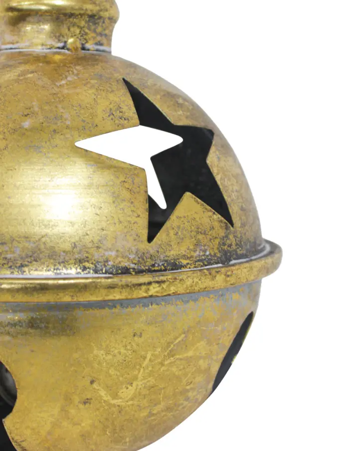 Cascabel dorado vintage con estrellas perforadas de 16cm - Image 3