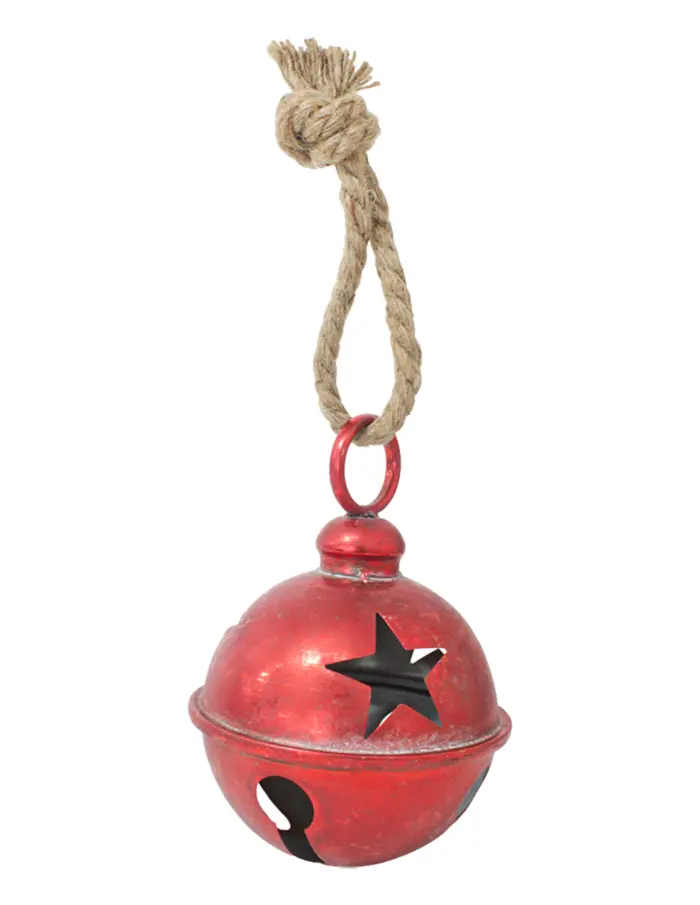 Cascabel rojo vintage con estrellas perforadas de 16cm - Image 2