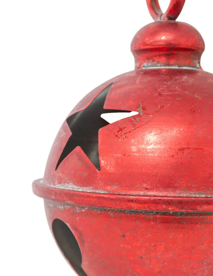 Cascabel rojo vintage con estrellas perforadas de 16cm - Image 3