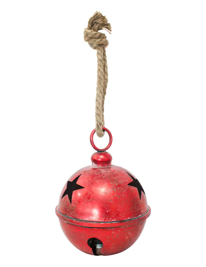 Cascabel rojo vintage con estrellas perforadas de 24x34cm - Image 2