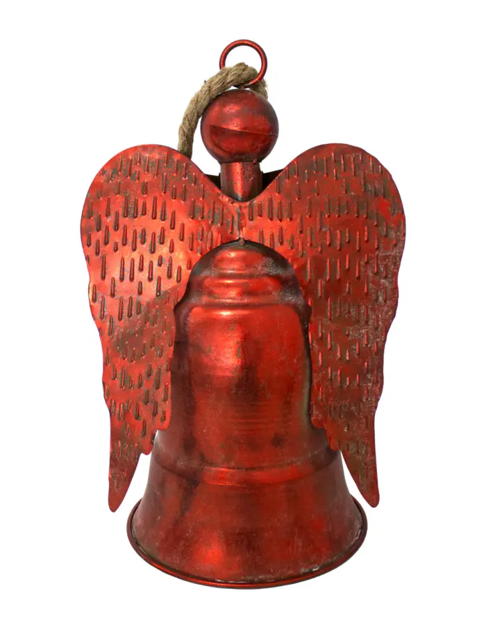 Campana roja vintage diseño ángel de 20.5x39cm - Image 4