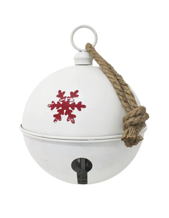 Cascabel blanco mate con copos rojos de 30cm - Image 2
