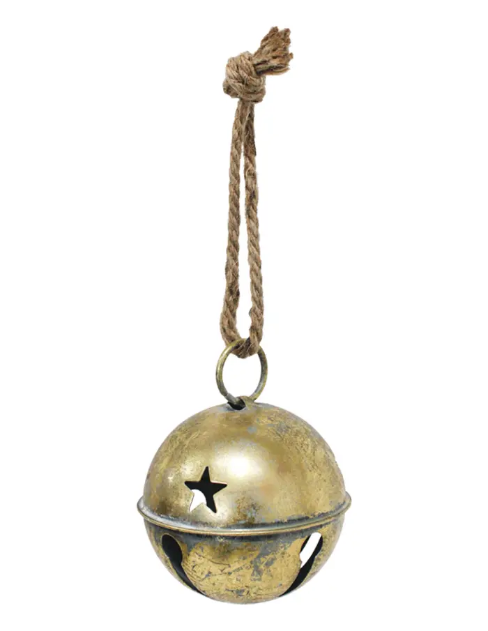 Cascabel dorado vintage con estrellas perforadas de 10cm - Image 2