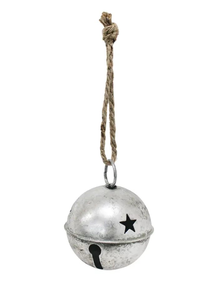Cascabel plateado vintage con estrellas perforadas de 10cm - Image 2