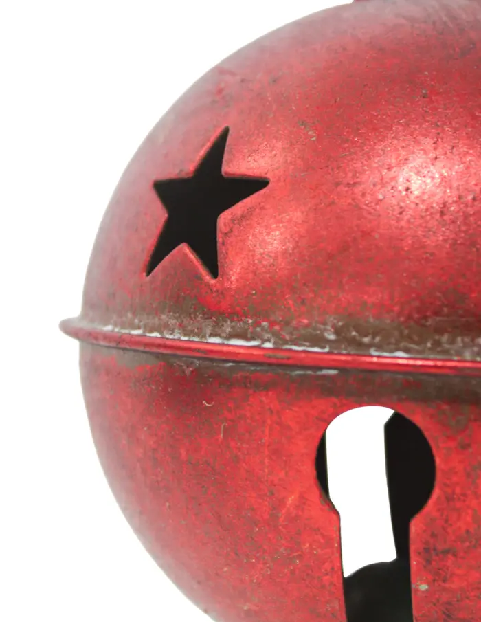 Cascabel rojo vintage con estrellas perforadas de 10cm - Image 3