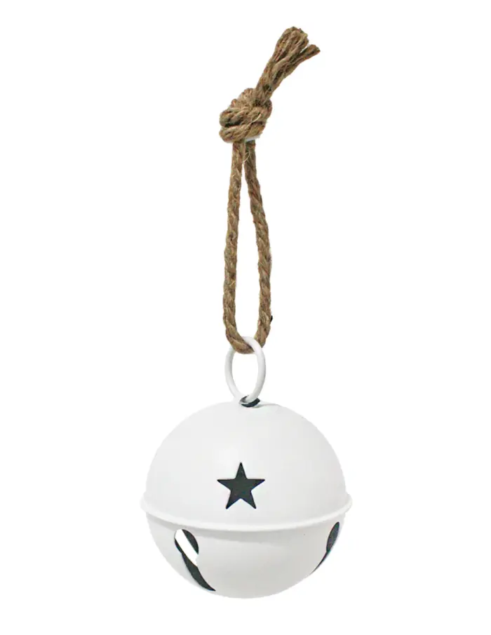 Cascabel blanco mate con estrellas perforadas de 10cm - Image 2