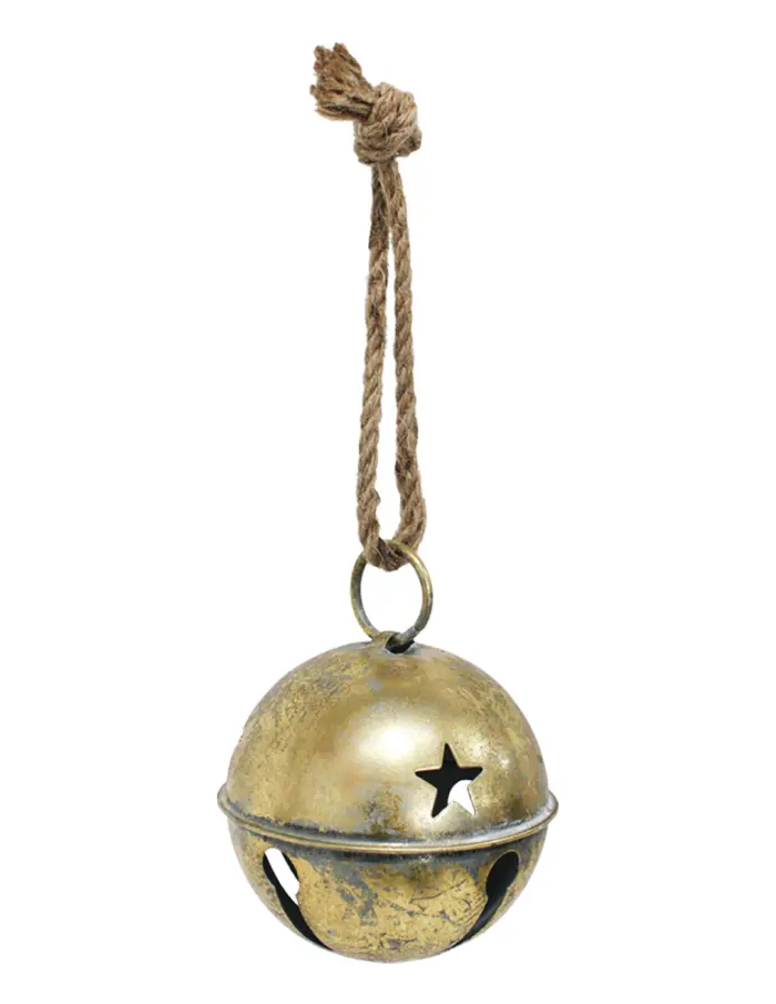 Cascabel dorado vintage con estrellas perforadas de 10cm - Image 2
