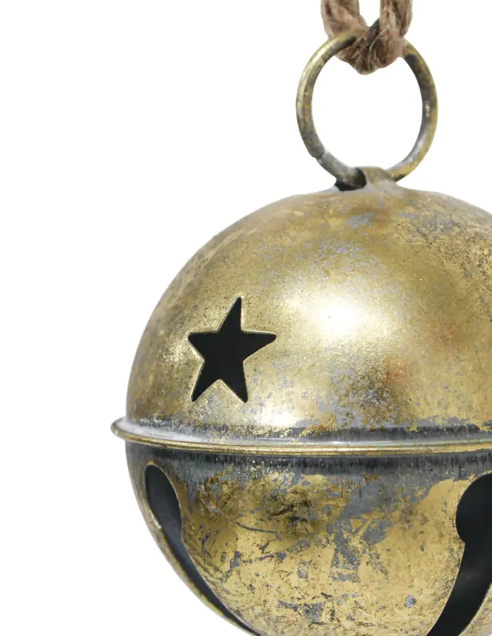 Cascabel dorado vintage con estrellas perforadas de 10cm - Image 3
