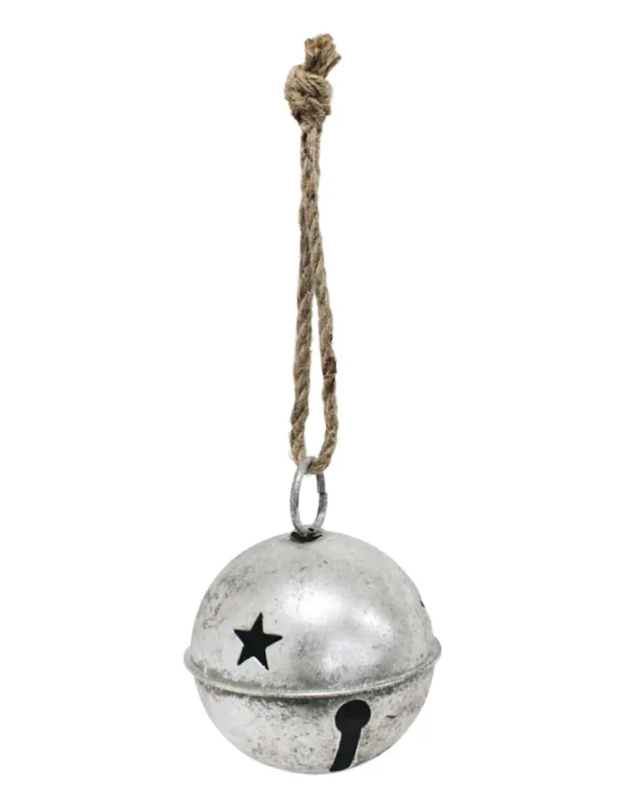 Cascabel plateado vintage con estrellas perforadas de 10cm - Image 2