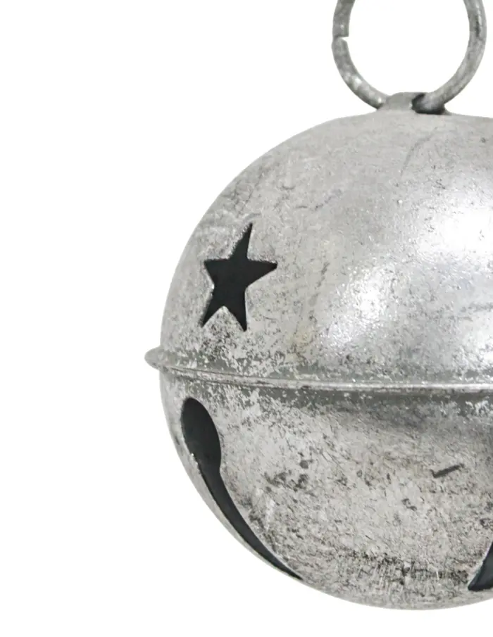 Cascabel plateado vintage con estrellas perforadas de 10cm - Image 3