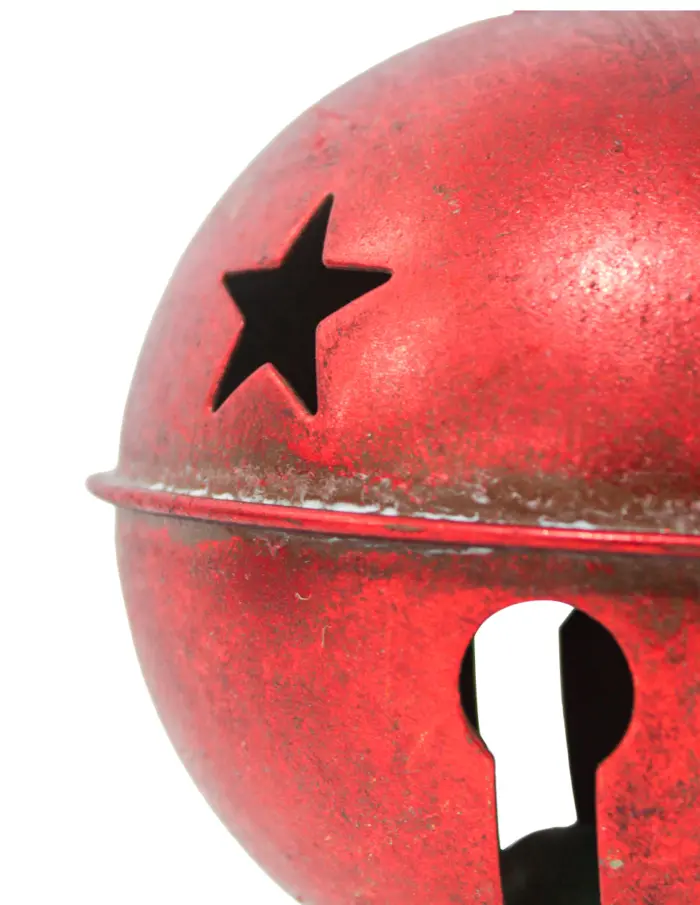 Cascabel rojo vintage con estrellas perforadas de 10cm - Image 3