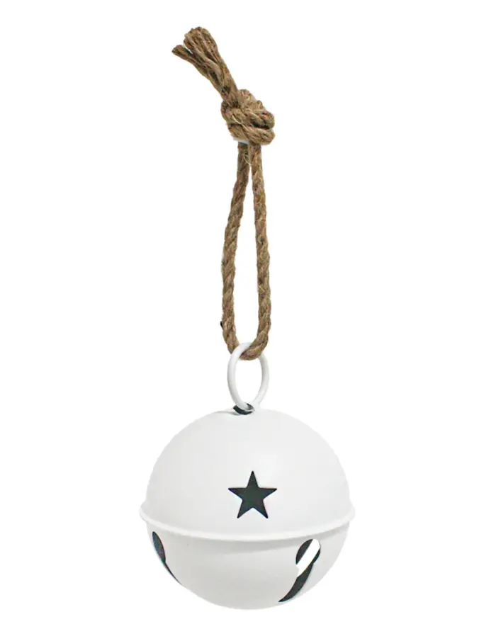 Cascabel blanco mate con estrellas perforadas de 14cm - Image 2