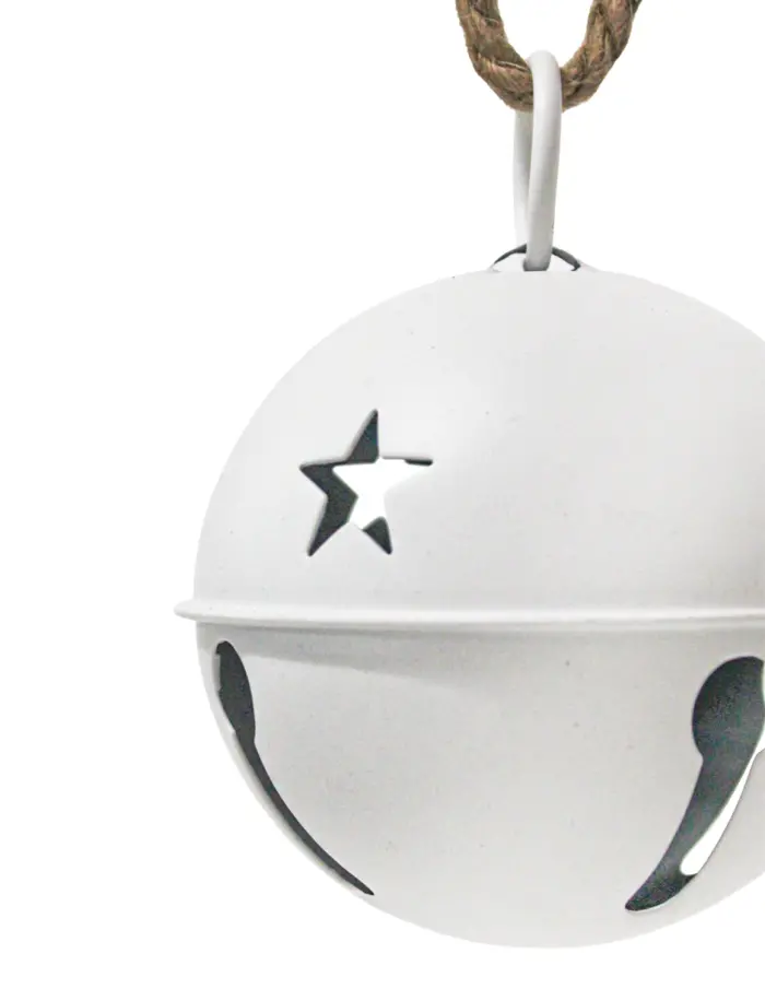 Cascabel blanco mate con estrellas perforadas de 14cm - Image 3