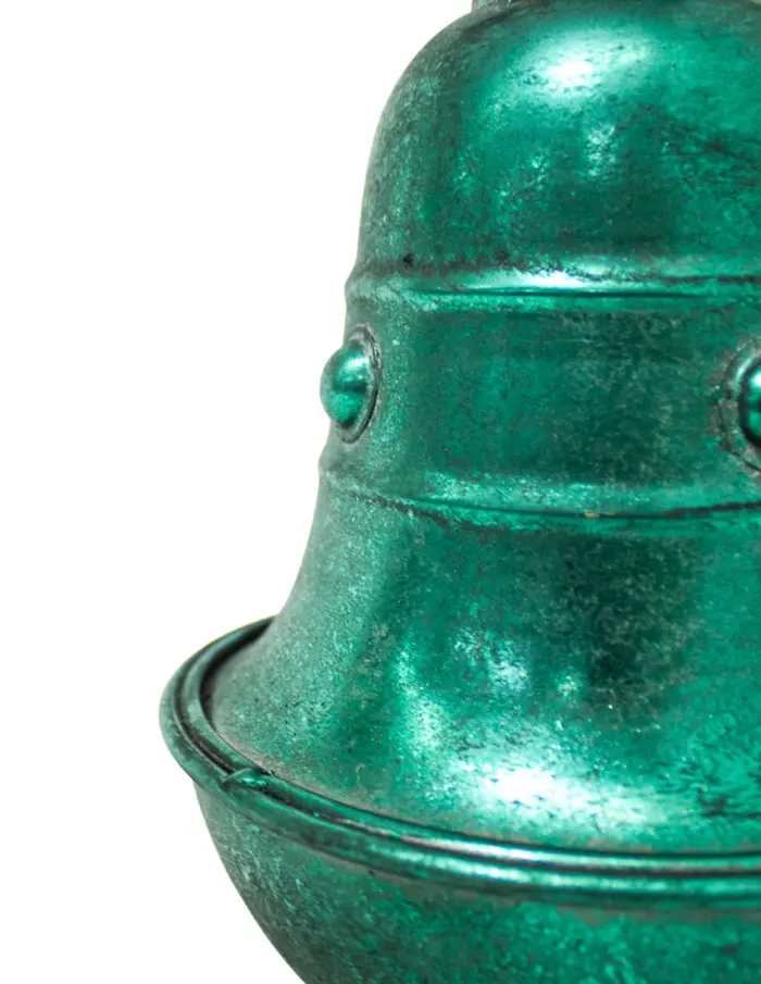 Campana con cascabel de metal verde vintage de 16.5x29cm - Image 2