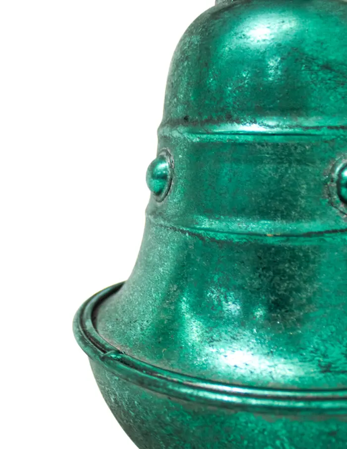 Campana con cascabel de metal verde vintage de 20.5x33cm - Image 2