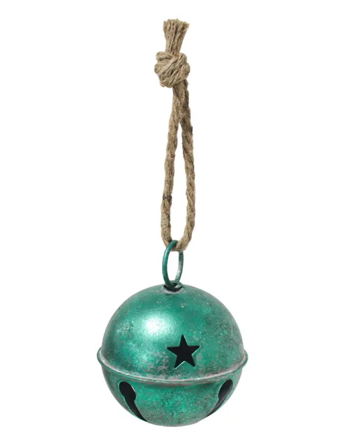 Cascabel verde vintage con estrellas perforadas de 10cm - Image 2