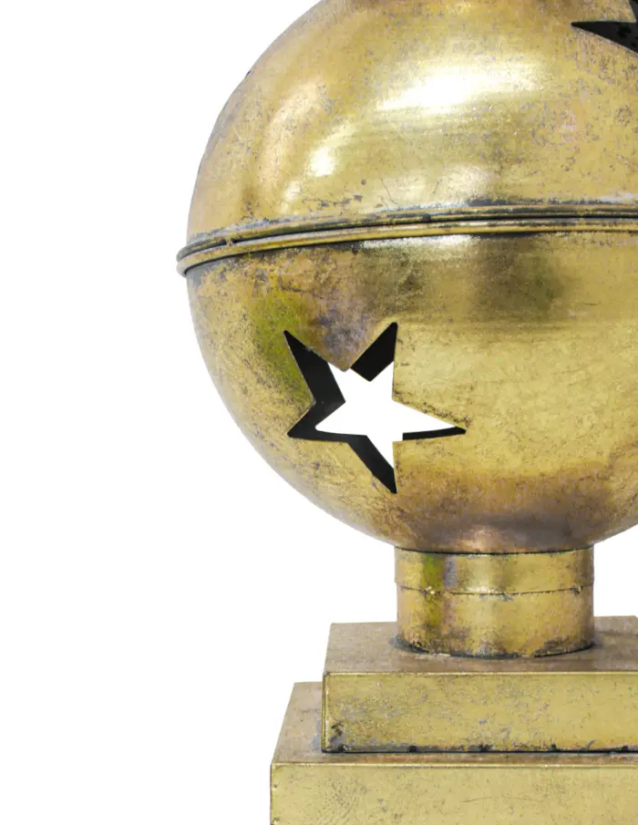 Torre de 4 cascabeles de metal dorado vintage de 30x105cm - Image 3