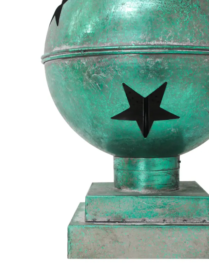 Torre de 4 cascabeles de metal verde vintage de 30x105cm - Image 3